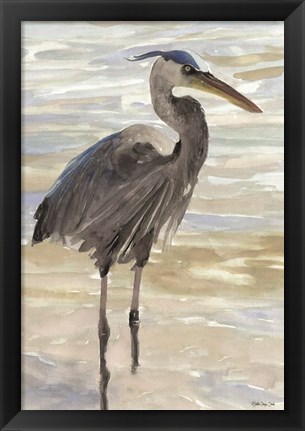 Framed Heron in Water Print