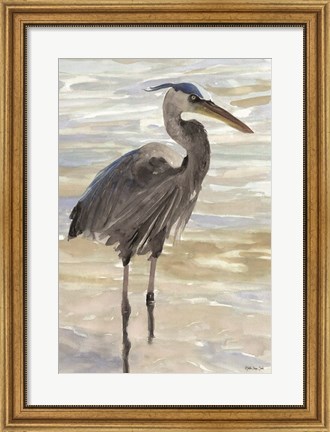 Framed Heron in Water Print