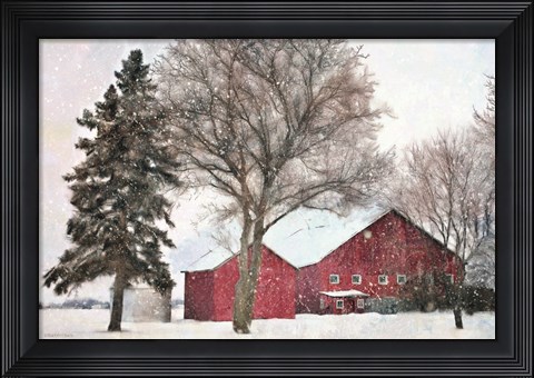 Framed Snowy Barn Print
