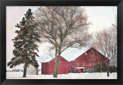 Framed Snowy Barn Print