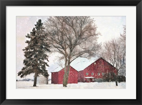 Framed Snowy Barn Print