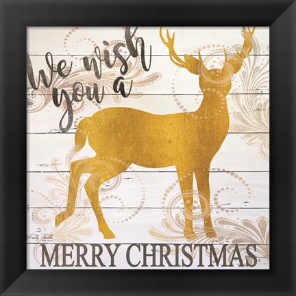 Framed We Wish You a Merry Christmas Deer Print