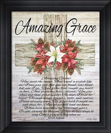 Framed Amazing Grace Christmas Cross Print
