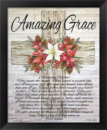 Framed Amazing Grace Christmas Cross Print