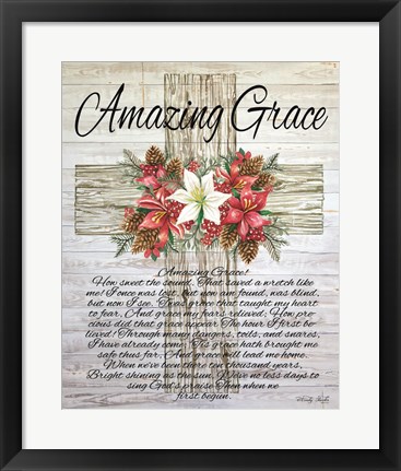 Framed Amazing Grace Christmas Cross Print