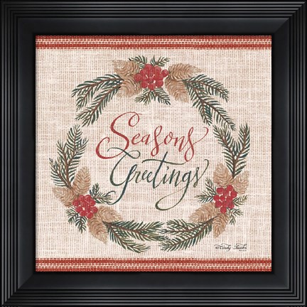 Framed Season&#39;s Greetings Wreath Print