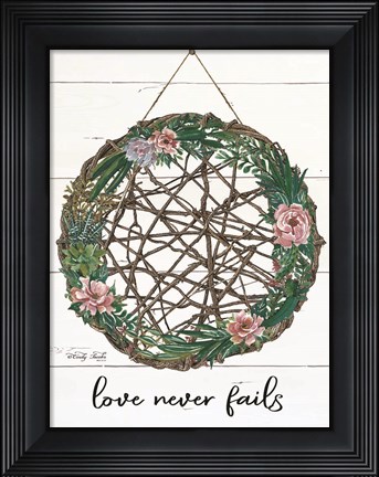 Framed Love Never Fails Print