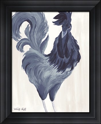 Framed Green &amp; Purple Rooster I Print