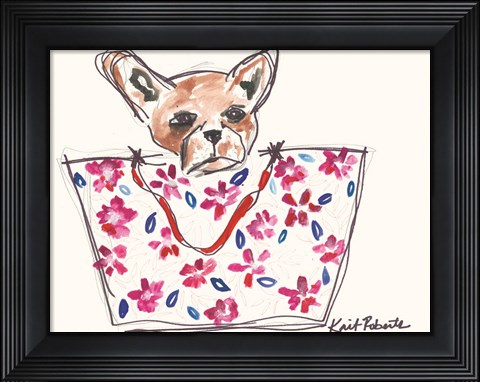Framed Getal the Grumpy French Bull Dog Print