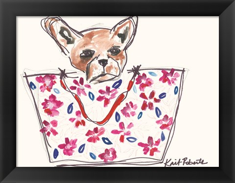 Framed Getal the Grumpy French Bull Dog Print