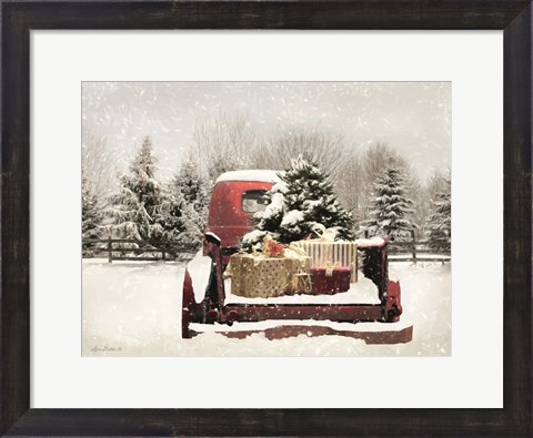 Framed Snowy Presents Print