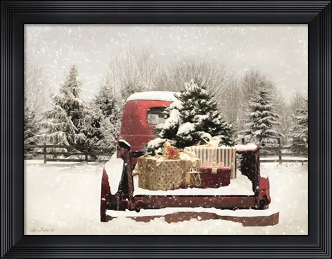 Framed Snowy Presents Print