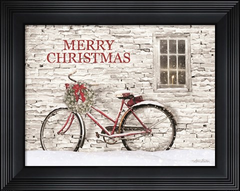 Framed Merry Christmas Bicycle Print