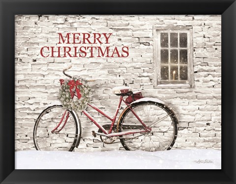 Framed Merry Christmas Bicycle Print