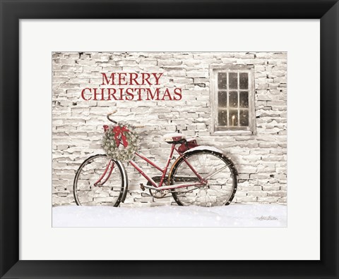 Framed Merry Christmas Bicycle Print