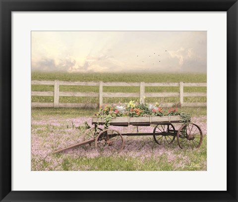 Framed Country Flower Wagon Print