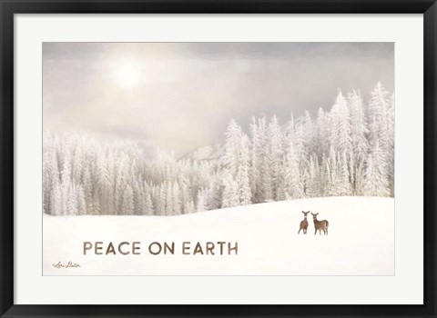 Framed Lava Mountain Snow Storm with Deer Print