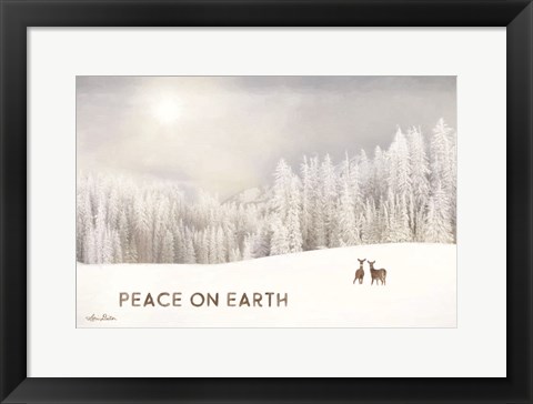 Framed Lava Mountain Snow Storm with Deer Print