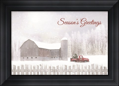 Framed Season&#39;s Greetings with Truck Print