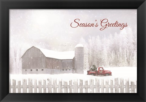 Framed Season&#39;s Greetings with Truck Print