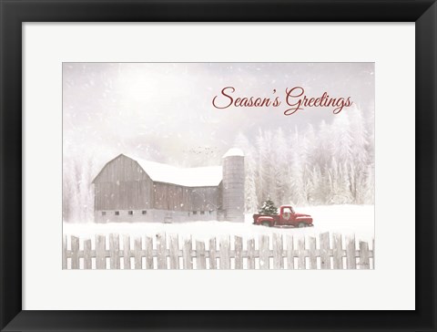 Framed Season&#39;s Greetings with Truck Print