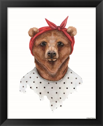 Framed Bear in Bandana Print