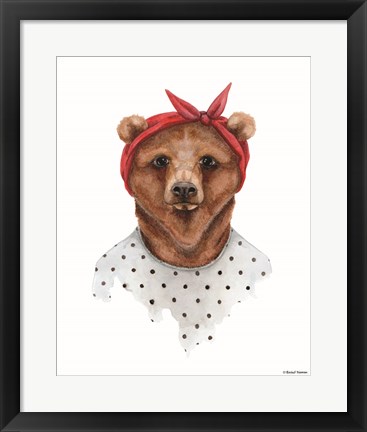 Framed Bear in Bandana Print