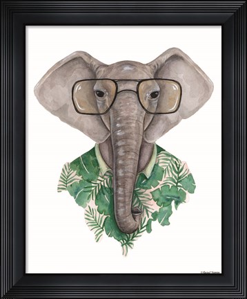 Framed Elephant in Eye Glasses Print