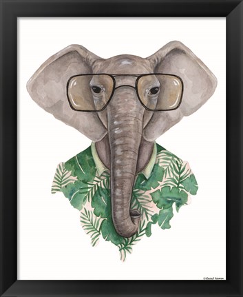 Framed Elephant in Eye Glasses Print