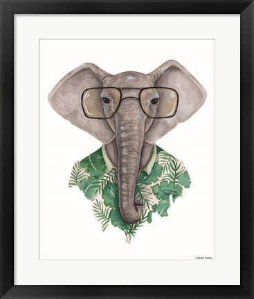 Framed Elephant in Eye Glasses Print