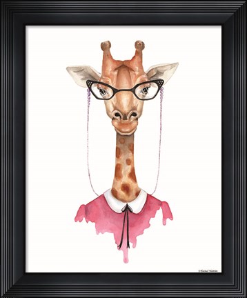 Framed Giraffe in Glasses Print