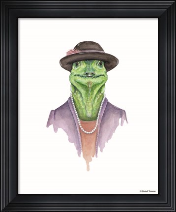 Framed Iguana in Sunday Best Print