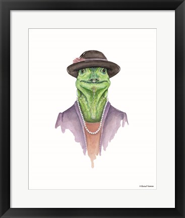 Framed Iguana in Sunday Best Print