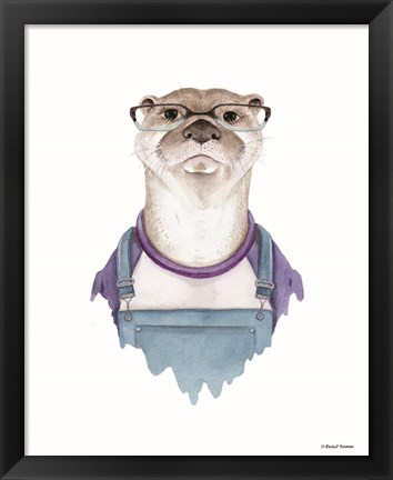 Framed Otter in Overalls Print