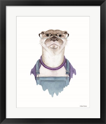 Framed Otter in Overalls Print