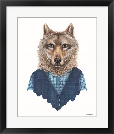 Framed Wolf in Waistcoat Print