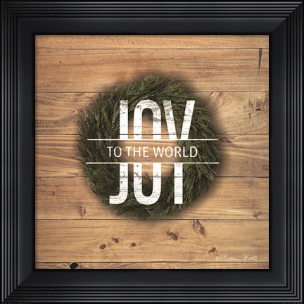 Framed Joy to the World with Wreath Print