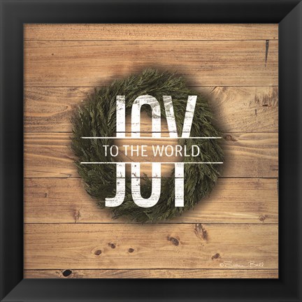 Framed Joy to the World with Wreath Print