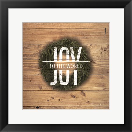Framed Joy to the World with Wreath Print