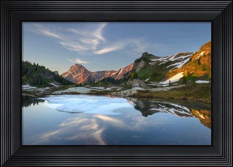 Framed Partially Thawed Tarn, Yellow Aster Butte Basin, North Cascades, Washington State Print