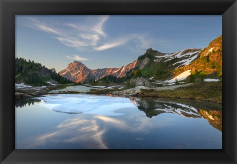 Framed Partially Thawed Tarn, Yellow Aster Butte Basin, North Cascades, Washington State Print