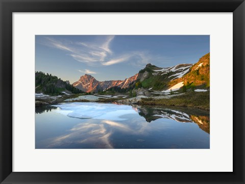 Framed Partially Thawed Tarn, Yellow Aster Butte Basin, North Cascades, Washington State Print