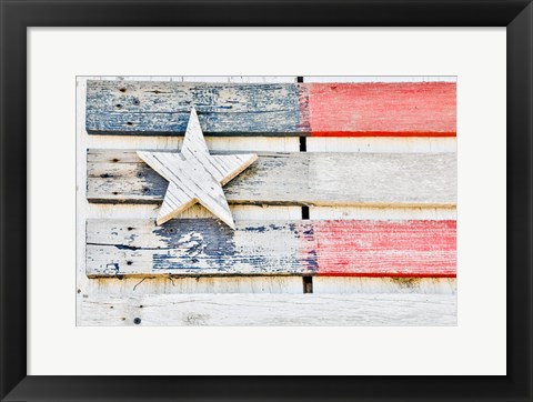 Framed Flag On Side Of Old Wooden Shed, Benge, Washington State Print