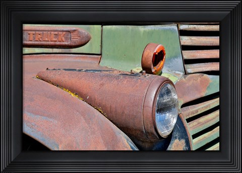 Framed Headlight On Old Truck Detail In Sprague, Washington State Print