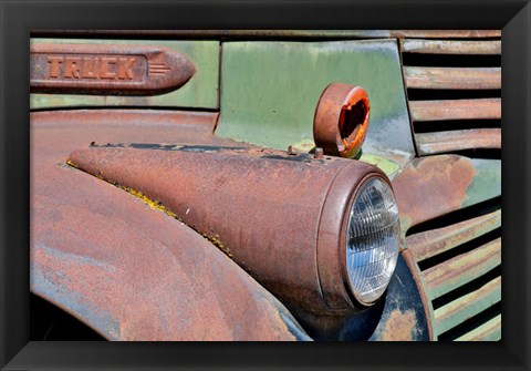 Framed Headlight On Old Truck Detail In Sprague, Washington State Print