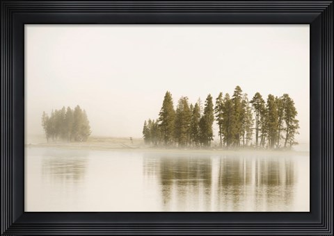 Framed Morning Fog Along The Yellowstone River In Yellowstone National Park Print