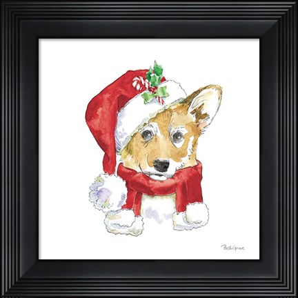 Framed Holiday Paws VIII on White Print