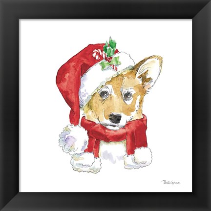 Framed Holiday Paws VIII on White Print