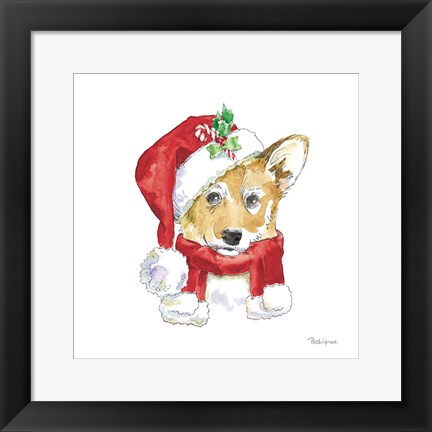Framed Holiday Paws VIII on White Print