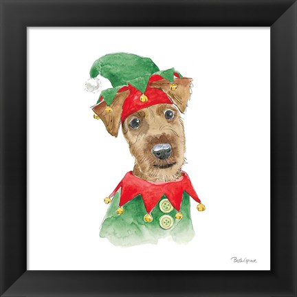 Framed Holiday Paws VII on White Print